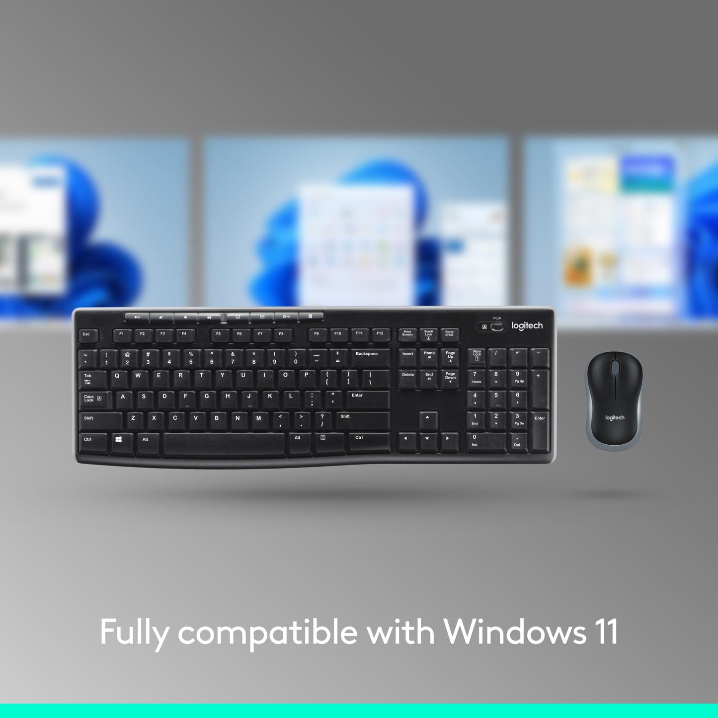 Wireless Keyboard and Mouse MK270 Combo for Windows, 2.4 GHz, 8 Multimedia Keys