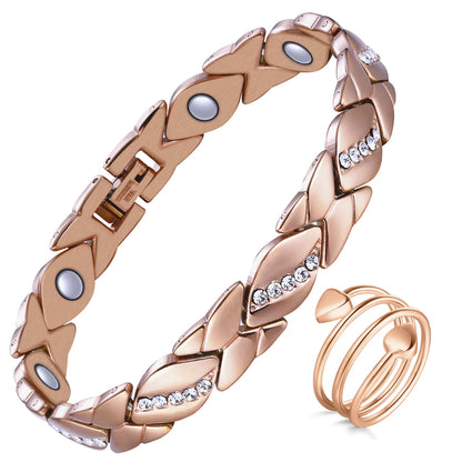 Women's Copper Bracelets ,Ultra Magnetic Bracelets with 3500 Gauss Magnets,Crystal with Sizing Tool