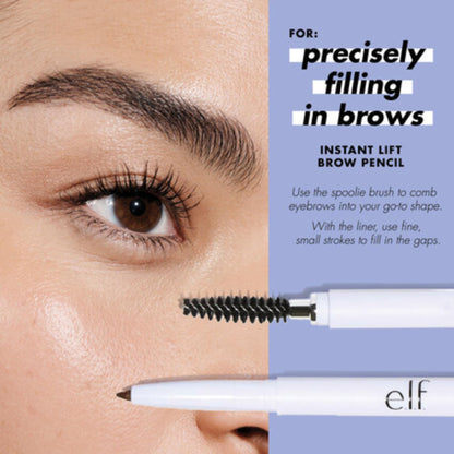 e.l.f. Instant Lift Brow Pencil, Dual-Sided, Precise, Fine Tip, Shapes, Defines, Fills Brows, Contours, Combs, Tames, 0.006 Oz