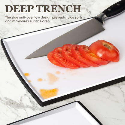 Non Slip Cutting Board, Extra Large Plastic Cutting Boards for Kitchen Dishwasher Safe Chopping Board Set of 3 with Juice Grooves, Easy Grip Handle