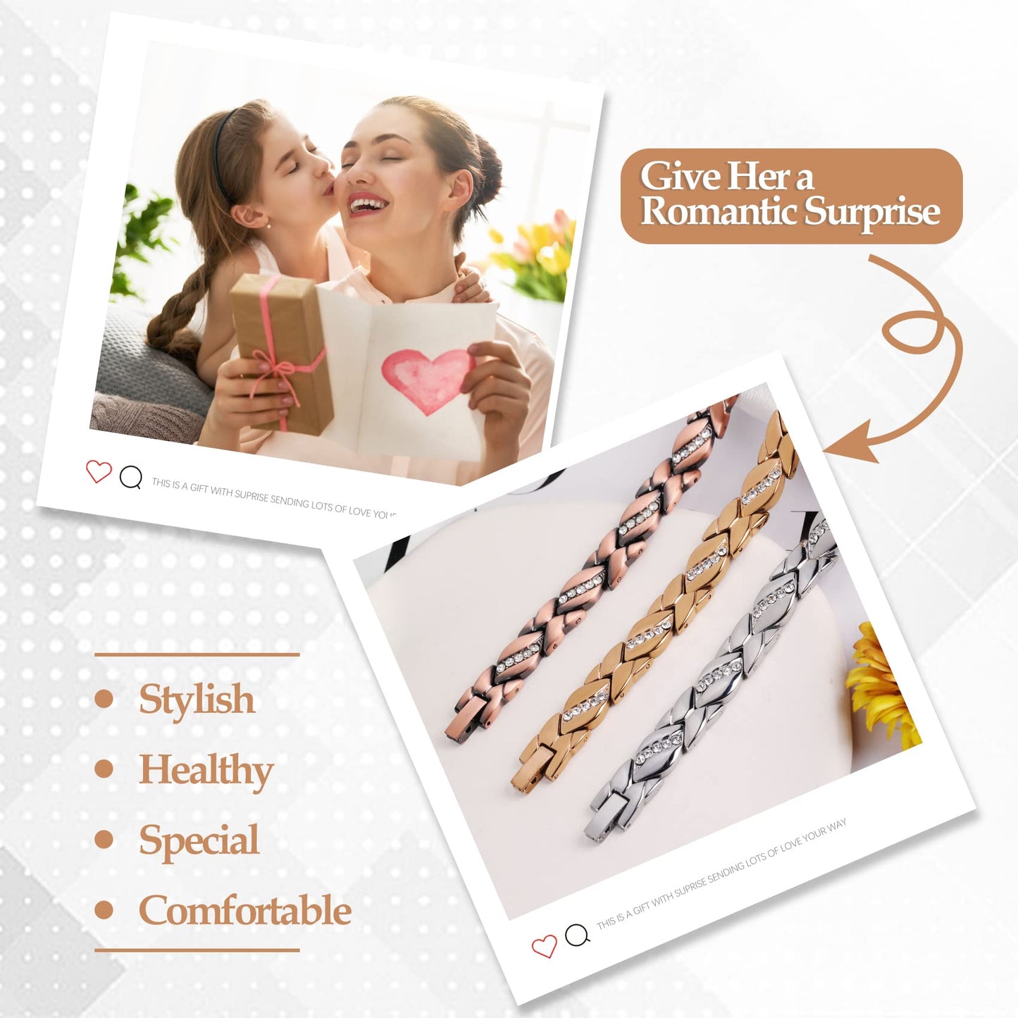 Women's Copper Bracelets ,Ultra Magnetic Bracelets with 3500 Gauss Magnets,Crystal with Sizing Tool