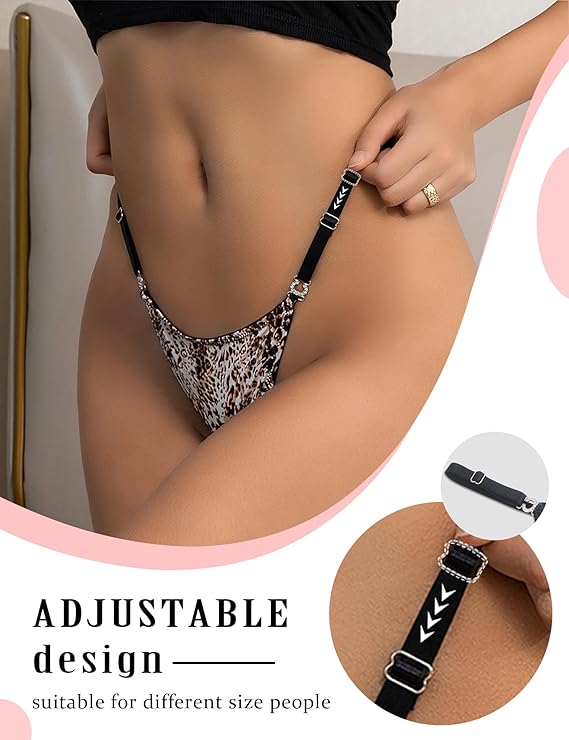 G-String Thongs for Women Sexy Underwear Adjustable String Thong T-Back Bikini Panties Cotton Crotch Underpants