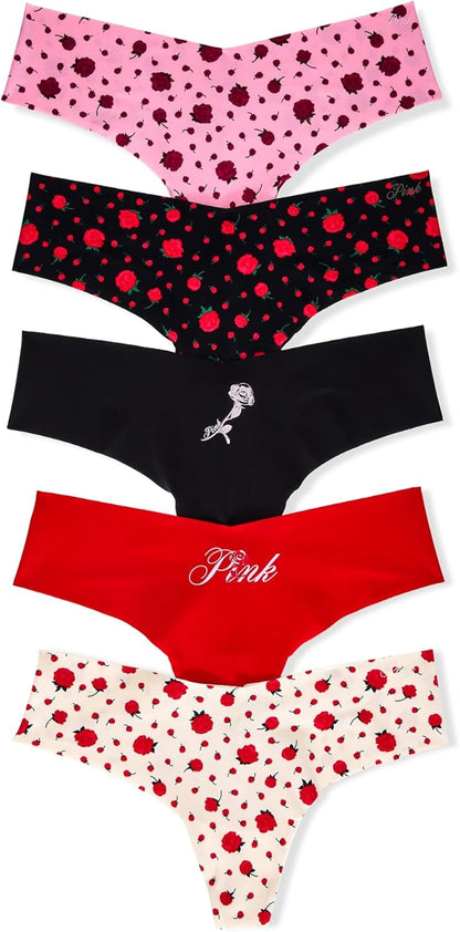Victoria's Secret PINK Women's No Show Thong Underwear, Panties for Women, Multi Pack (XS-XXL)