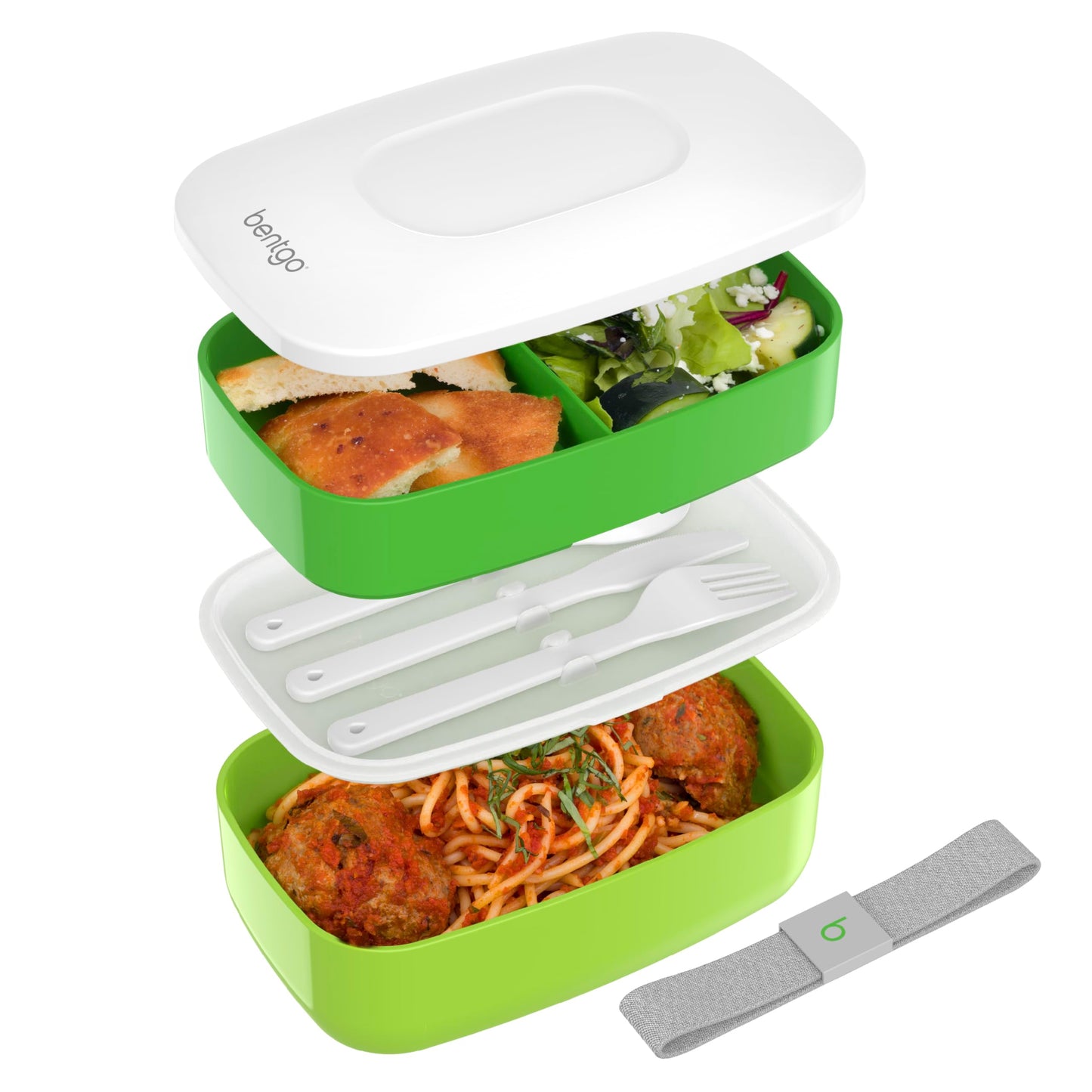 Adult Bento Box, Stackable 3-Compartment Lunch Box with Removable Utensil Set and Sealing Strap, BPA-Free, Food Container Ideal for Meal Prep