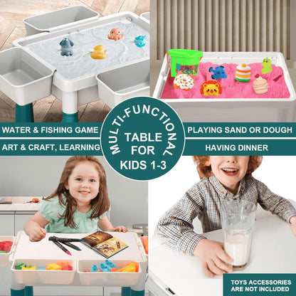Small Activity Table for Toddlers 1-3, Kids Sensory Table for Playing Building Blocks, Marble Run Toy, Sand & Water (Small)