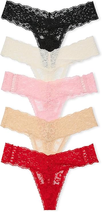 Victoria's Secret Women's Lace Thong Underwear, Panties for Women, Multi Pack