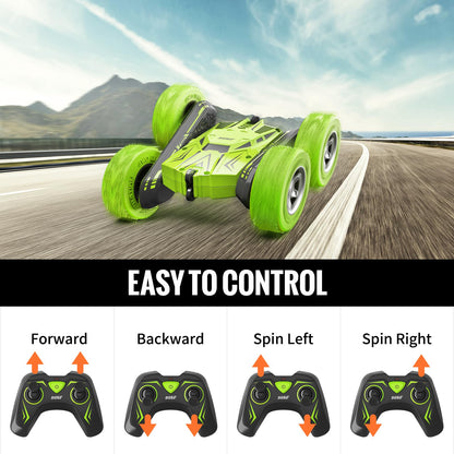 Stunt Car Toy Gift, 4WD Remote Control Car with 2 Sided 360 Rotating Rc Car for Kids