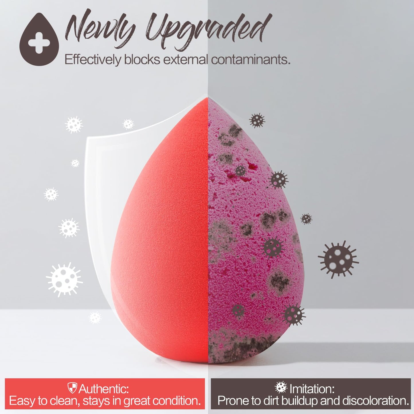 BEAKEY Makeup Sponge Set 5 Pack Micro Porous Low Absorption Soft Latex Free Foundation Beauty Sponges & Blenders for Powder Cream