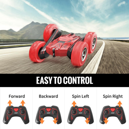 Stunt Car Toy Gift, 4WD Remote Control Car with 2 Sided 360 Rotating Rc Car for Kids