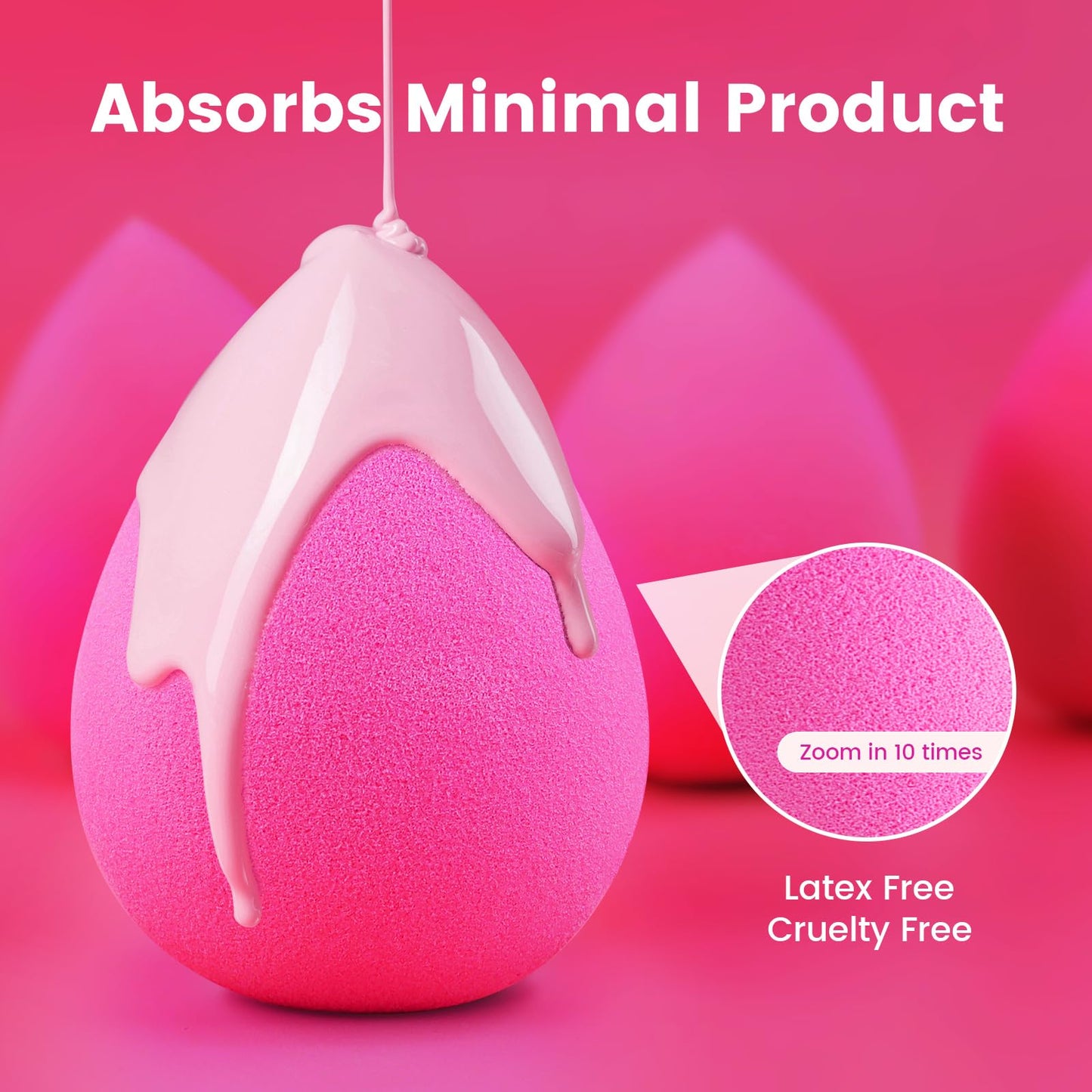 BEAKEY Makeup Sponge Set 5 Pack Micro Porous Low Absorption Soft Latex Free Foundation Beauty Sponges & Blenders for Powder Cream