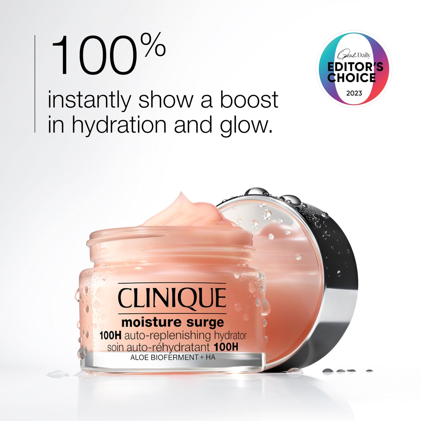 Clinique Moisture Surge 100H Auto-Replenishing Hydrator Oil Free Face Moisturizer | With Hyaluronic Acid, Aloe Bioferment and Vitamins C + E | For All Skin Types | Hydrating + Moisturizing