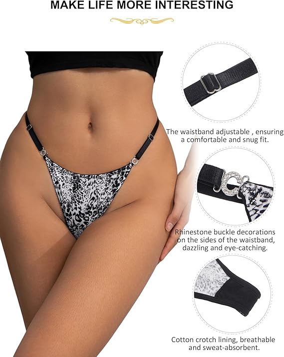 G-String Thongs for Women Sexy Underwear Adjustable String Thong T-Back Bikini Panties Cotton Crotch Underpants
