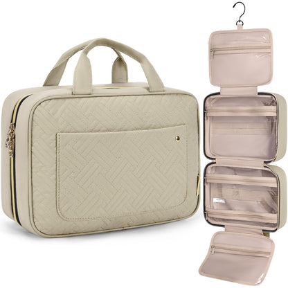 Toiletry Bag Travel Bag with Hanging Hook, Water-resistant Makeup Cosmetic Bag Travel Organizer for Accessories, Shampoo, Full-size Container