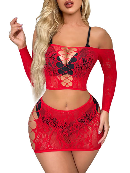 Buitifo Womens Lingerie Set Fishnet BabyDoll Bodysuit Sexy Nightwear