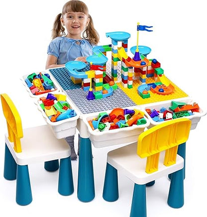 Kids Activity Table Toddlers With 2Chairs Set and 152Pcs Large Marble  Play Water Tables Sand Tables