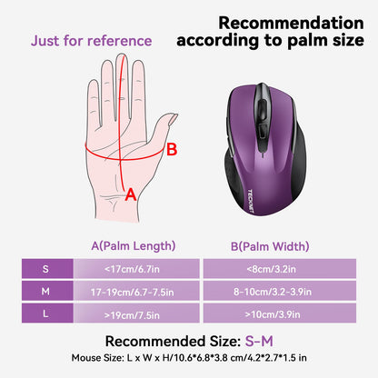 Wireless Mouse, 2.4G Ergonomic Optical Mouse, Computer Mouse for Laptop, PC, Computer, Chromebook, Notebook, 6 Buttons, 24 Months Battery Life, 2600 DPI, 5 Adjustment Levels