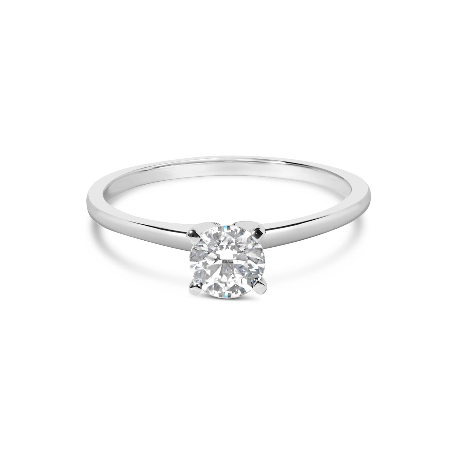 14K White Gold 1/2 Cttw Round Lab Grown Diamond 4 Prong Solitaire Engagement Ring (F-G Color, VS2-SI1 Clarity) - Size 7
