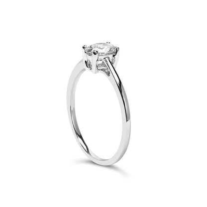 14K White Gold 1/2 Cttw Oval Lab Grown Diamond 4 Prong Solitaire Engagement Ring (F-G Color, VS2-SI1 Clarity) - Size 7