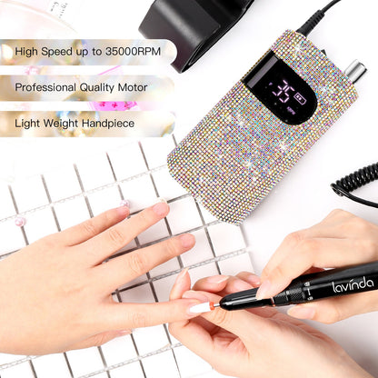 Wand Bling Nail Drill - Crystal Diamond - 35,000 RPM Rechargeable