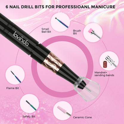 Wand Lite Nail Drill - Pink Diamond - 35,000 RPM Rechargeable