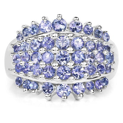 2.35 Carat Genuine Tanzanite .925 Sterling Silver Ring