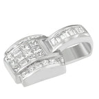 14K White Gold 2 1/5 Cttw Princess Cut Composite Diamond Pendant with Diamond Bale Pendant Necklace (H-I Color,SI1-SI2 Clarity) - NO CHAIN INCLUDED