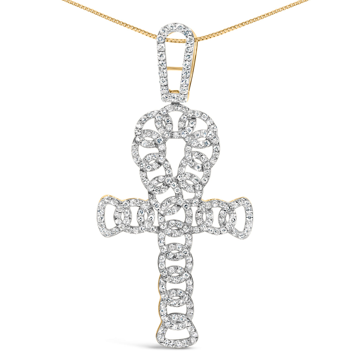 Men's 10K Yellow Gold 1.00 Cttw Ankh Cross Pendant