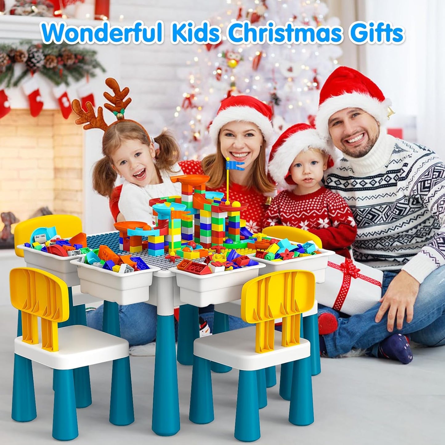 Kids Activity Table Toddlers With 2Chairs Set and 152Pcs Large Marble  Play Water Tables Sand Tables