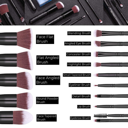 BS-MALL New 14 Pcs Makeup Brushes Premium Synthetic Kabuki Makeup Brush Set Cosmetics