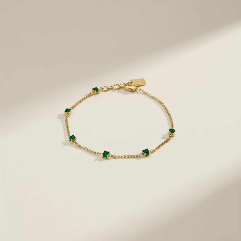 AC Gold Plated Bracelet with Colored Zircon Gemstone