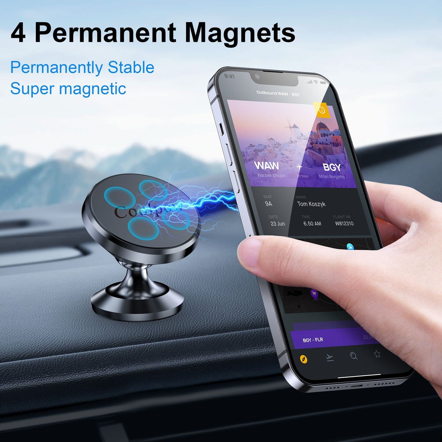2 Packs Magnetic Phone Holder for car Strong Magnet  Mount for Car 4 Metal Plate