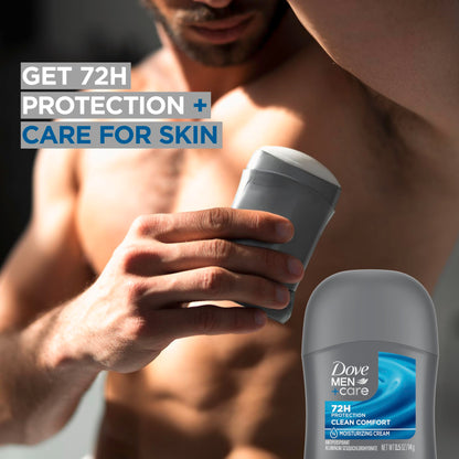 DOVE MEN + CARE Antiperspirant Deodorant Stick Clean Comfort 72-Hour Sweat & Odor Protection Antiperspirant for Men With 1/4 Moisturizing Cream 0.5 oz
