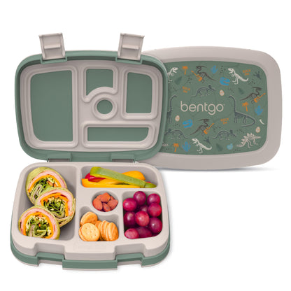 Kids Prints Leak-Proof, 5-Compartment Bento-Style Kids Lunch Box - Ideal Portion Sizes for Ages 3-7, Durable, Drop-Proof, Dishwasher Safe, & PFAS & BPA-Free Materials