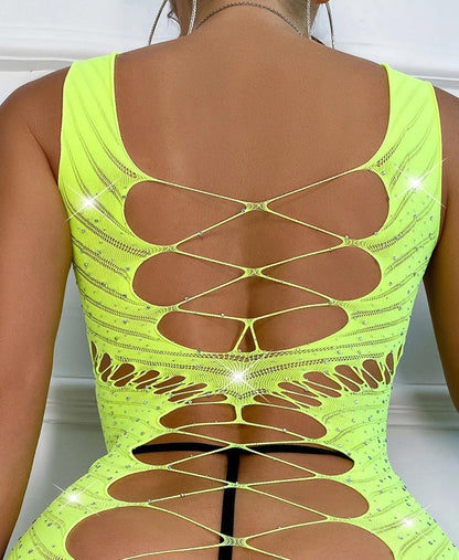 Fishnet Lingerie Mesh Chemise Babydoll Bodysuit Lace Smock Lingerie for Women