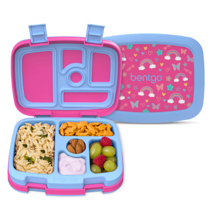 Kids Prints Leak-Proof, 5-Compartment Bento-Style Kids Lunch Box - Ideal Portion Sizes for Ages 3-7, Durable, Drop-Proof, Dishwasher Safe, & PFAS & BPA-Free Materials