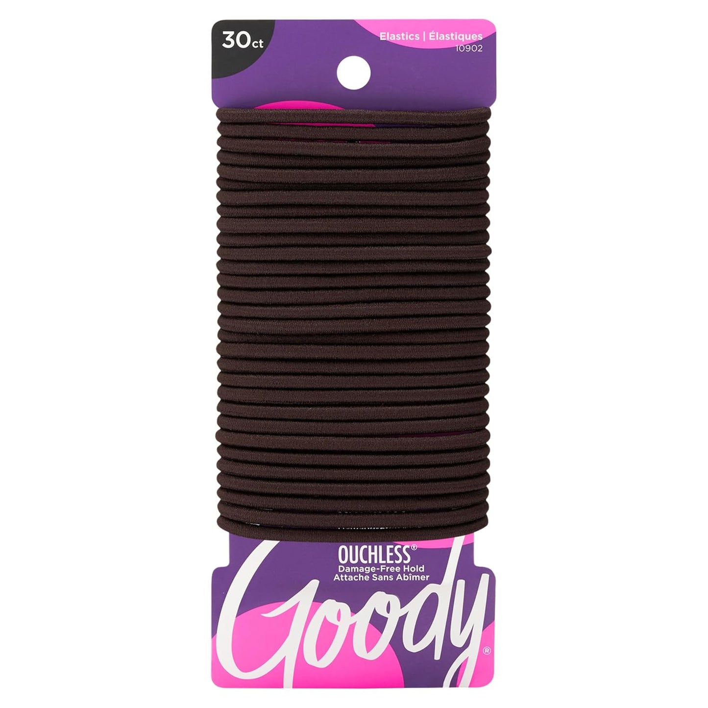 Goody Ouchless Hair Elastics – No Pull, No Breakage, Tangle-Free Hold for Thick, Curly, Coily & Textured Hair – 30 Count, Black, Long-Lasting Ponytail Holders for Women & Men