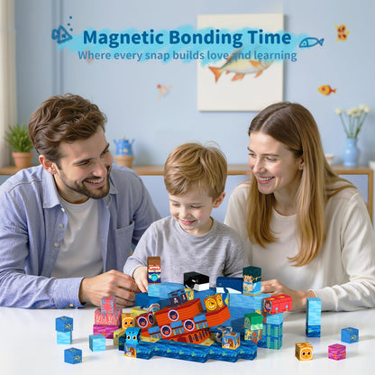Magnetic Blocks Magnet Building Toys, STEM Building Game Montessori Sensory Toys for Kids Ages 3 to 10 years