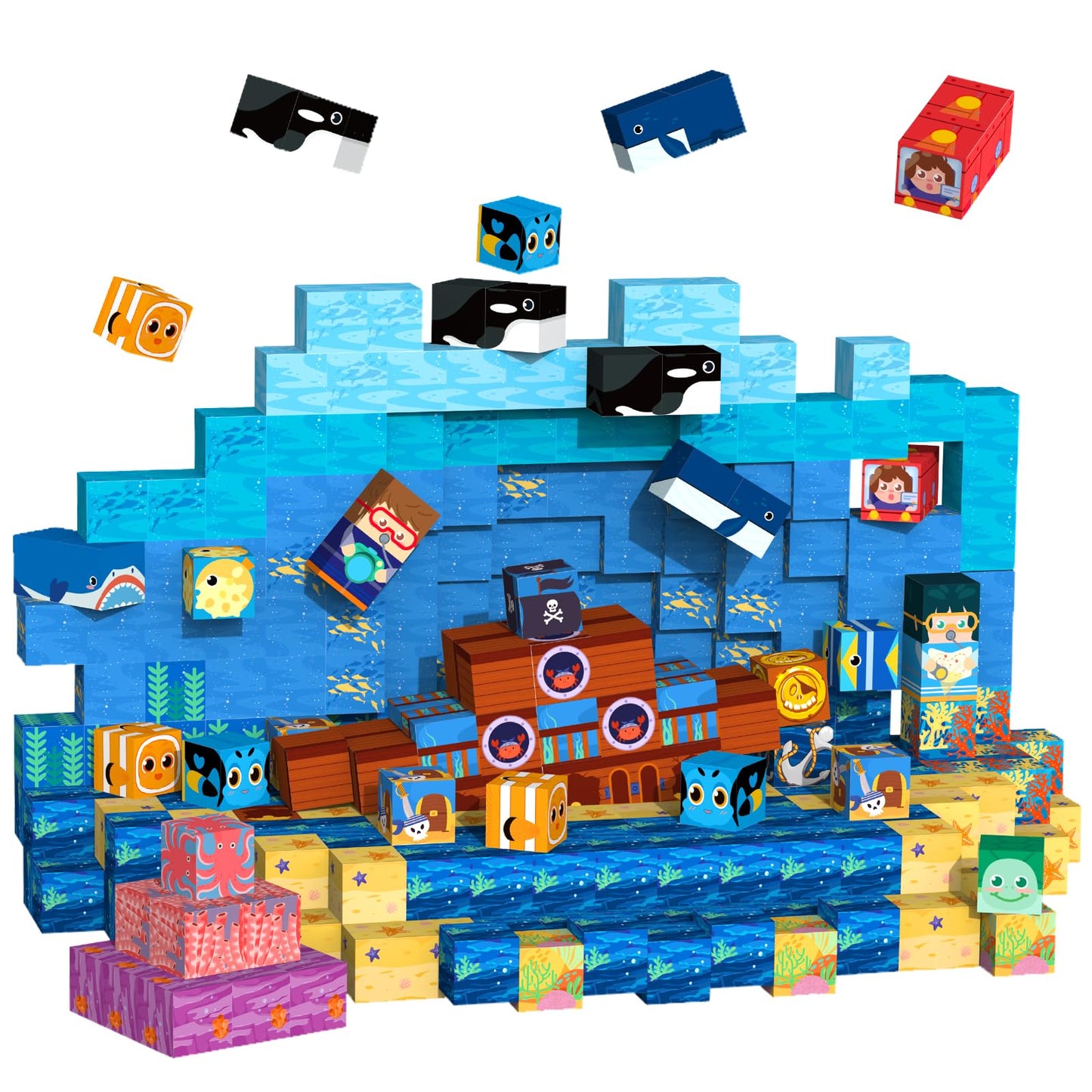 Magnetic Blocks Magnet Building Toys, STEM Building Game Montessori Sensory Toys for Kids Ages 3 to 10 years