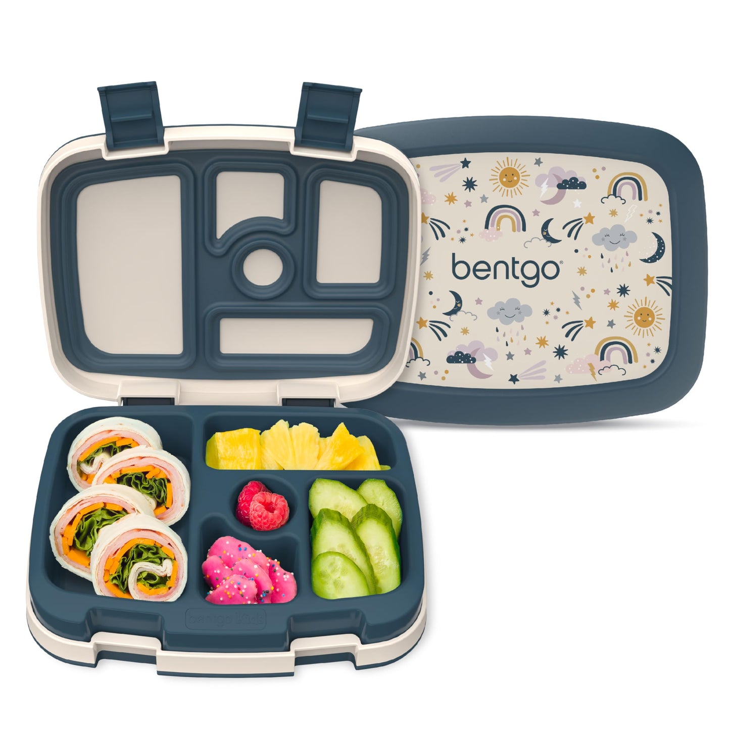 Kids Prints Leak-Proof, 5-Compartment Bento-Style Kids Lunch Box - Ideal Portion Sizes for Ages 3-7, Durable, Drop-Proof, Dishwasher Safe, & PFAS & BPA-Free Materials