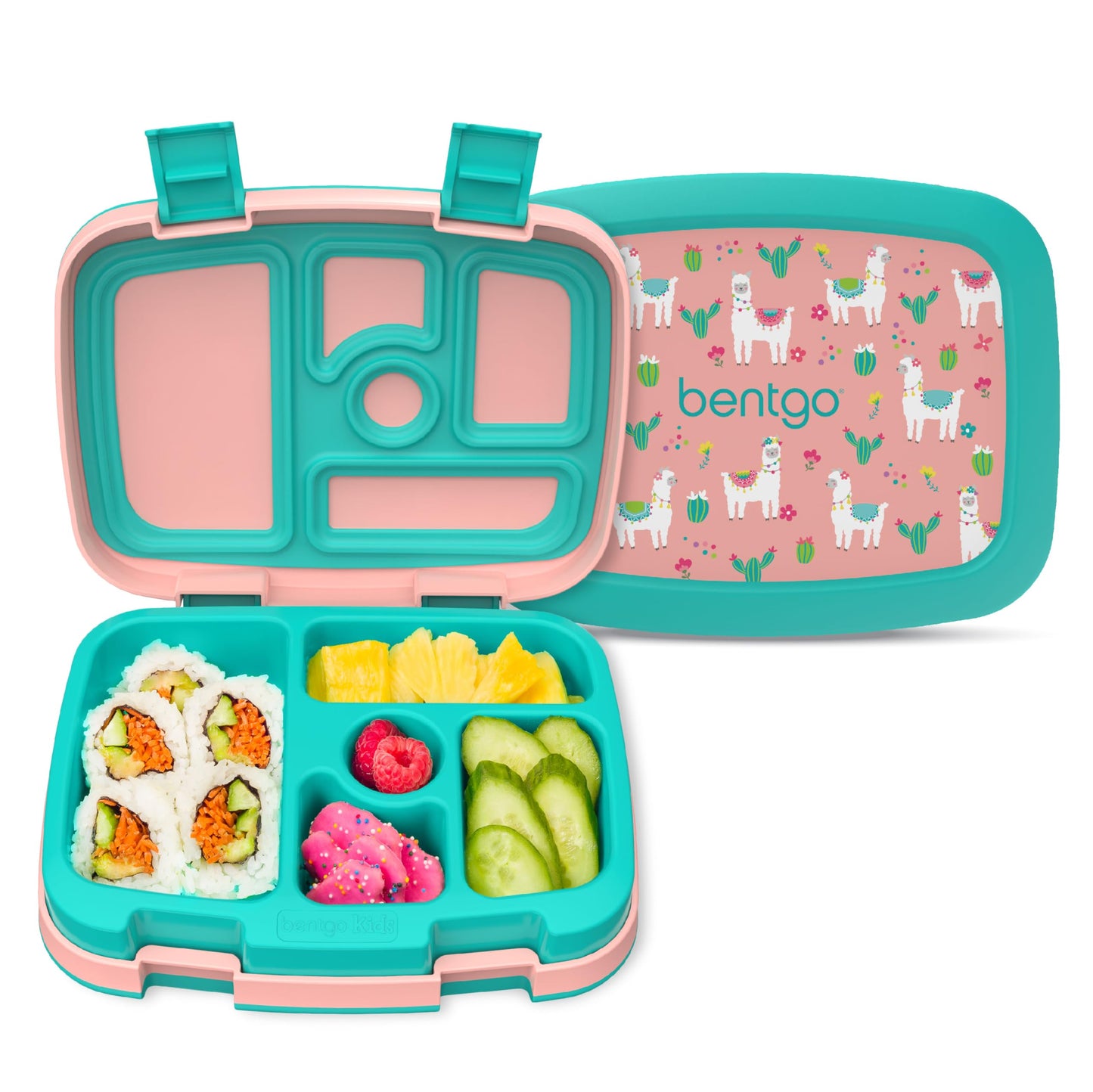 Kids Prints Leak-Proof, 5-Compartment Bento-Style Kids Lunch Box - Ideal Portion Sizes for Ages 3-7, Durable, Drop-Proof, Dishwasher Safe, & PFAS & BPA-Free Materials