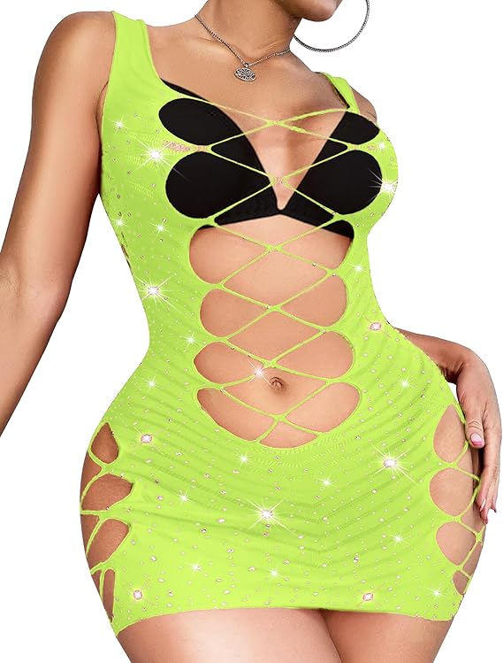 Fishnet Lingerie Mesh Chemise Babydoll Bodysuit Lace Smock Lingerie for Women