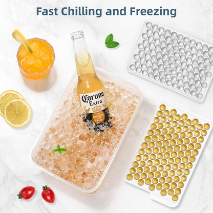 Mini Ice Cube Trays, Small Tiny Round Pebble Crushed Nugget Ice Trays for Freezer with Lid - Chilling Drinks Coffee Juice 4 Pack/0.55In