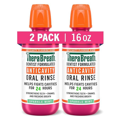 TheraBreath Fresh Breath Mouthwash, Alcohol-Free, 16 Fl Oz (Pack of 2)
