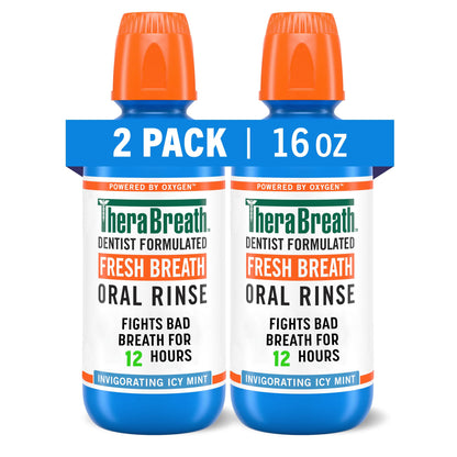 TheraBreath Fresh Breath Mouthwash, Alcohol-Free, 16 Fl Oz (Pack of 2)