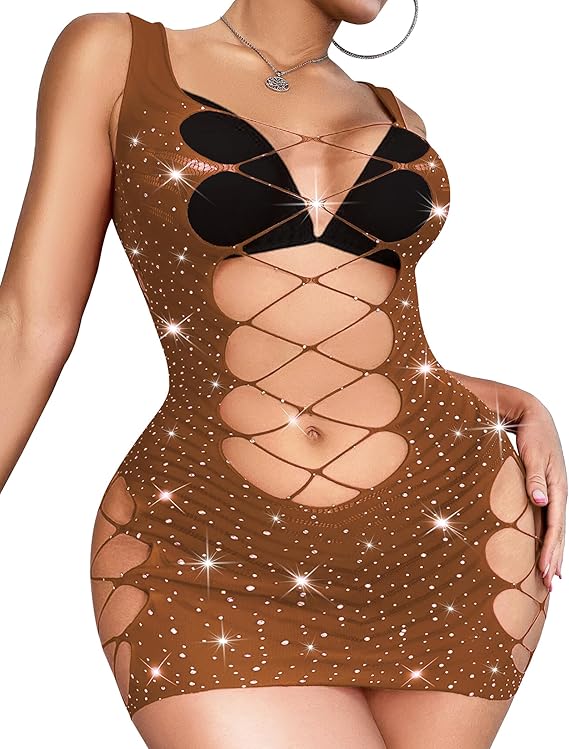 Fishnet Lingerie Mesh Chemise Babydoll Bodysuit Lace Smock Lingerie for Women