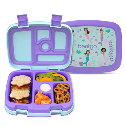 Kids Prints Leak-Proof, 5-Compartment Bento-Style Kids Lunch Box - Ideal Portion Sizes for Ages 3-7, Durable, Drop-Proof, Dishwasher Safe, & PFAS & BPA-Free Materials