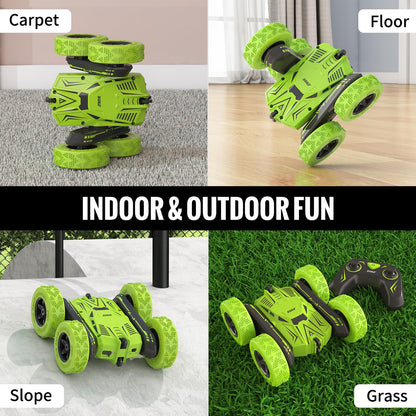 Stunt Car Toy Gift, 4WD Remote Control Car with 2 Sided 360 Rotating Rc Car for Kids