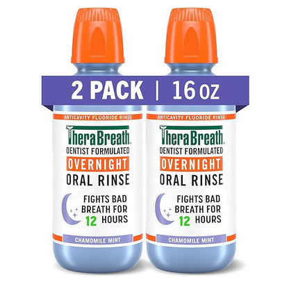 TheraBreath Fresh Breath Mouthwash, Alcohol-Free, 16 Fl Oz (Pack of 2)