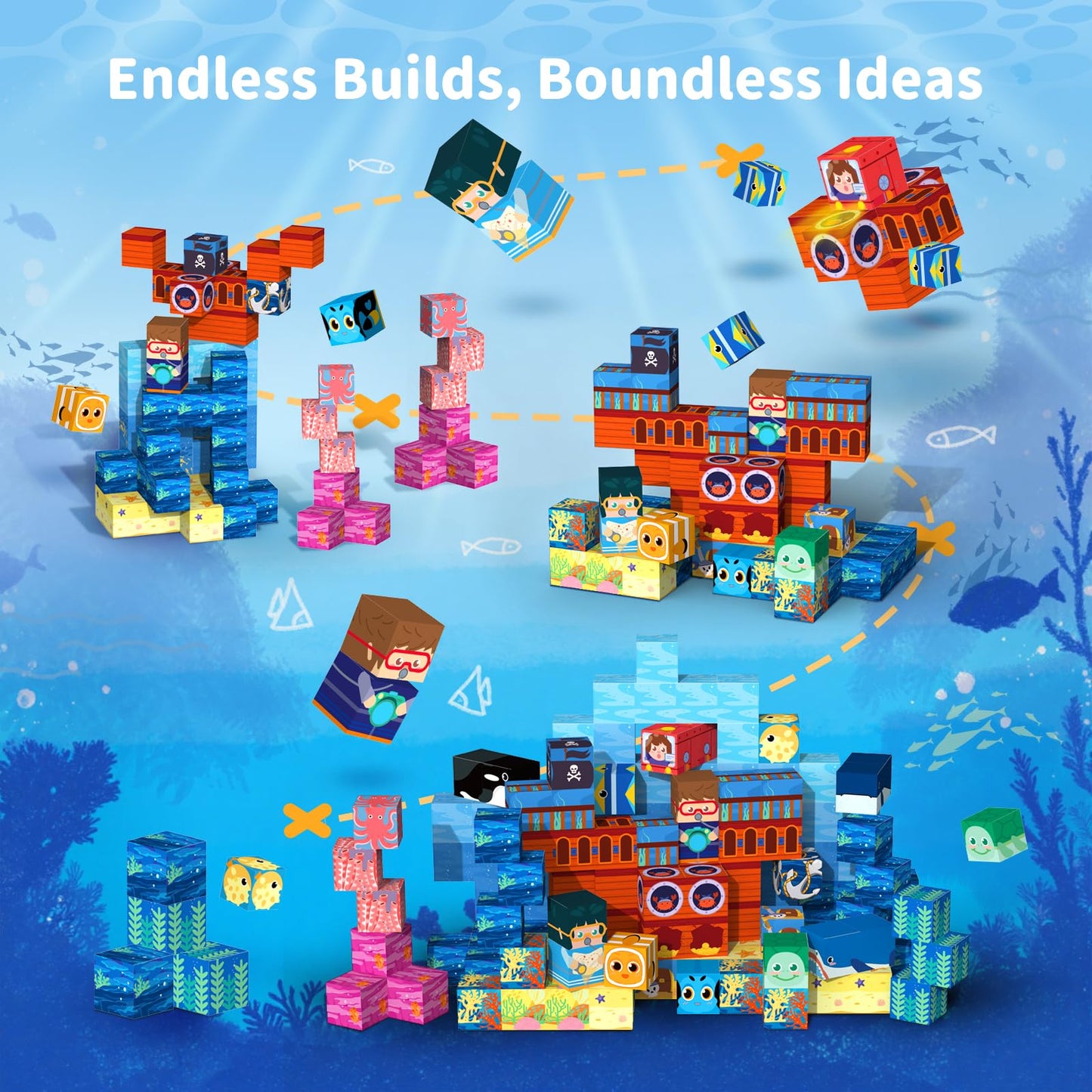 Magnetic Blocks Magnet Building Toys, STEM Building Game Montessori Sensory Toys for Kids Ages 3 to 10 years