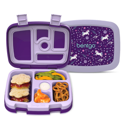 Kids Prints Leak-Proof, 5-Compartment Bento-Style Kids Lunch Box - Ideal Portion Sizes for Ages 3-7, Durable, Drop-Proof, Dishwasher Safe, & PFAS & BPA-Free Materials